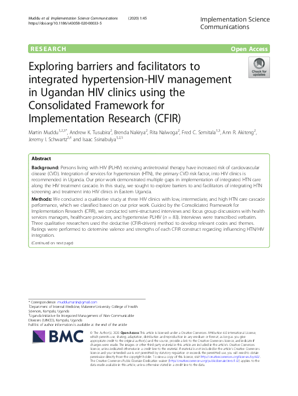 (PDF) Exploring barriers and facilitators to integrated hypertension ...