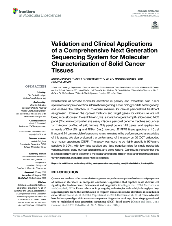 (PDF) Validation and Clinical Applications of a Comprehensive Next ...