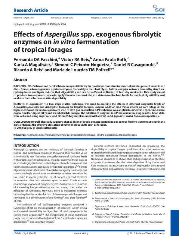 (PDF) Effects of Aspergillus spp. exogenous fibrolytic enzymes on in ...
