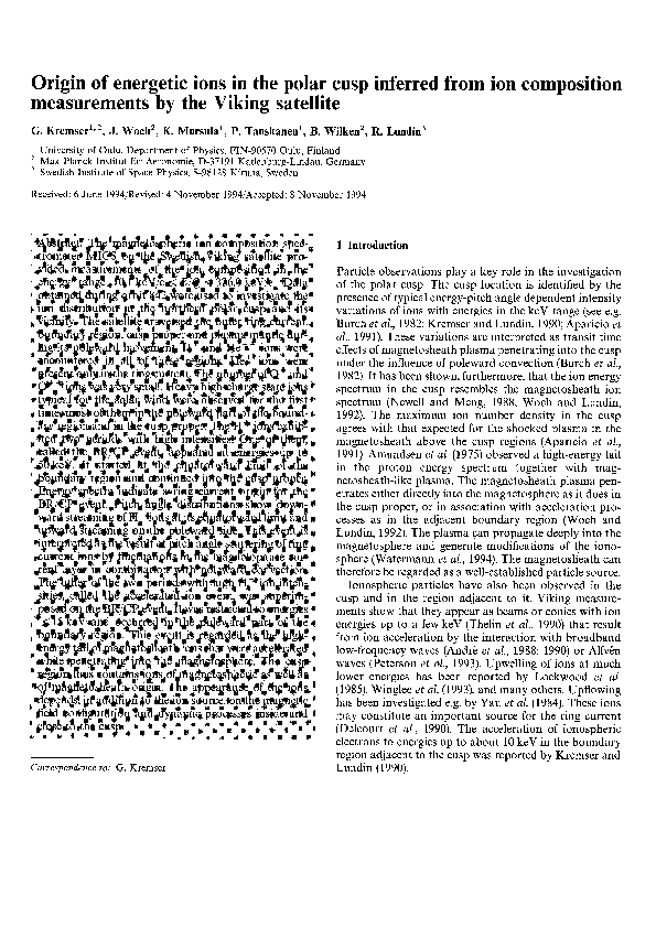 (PDF) Origin of energetic ions in the polar cusp inferred from ion ...
