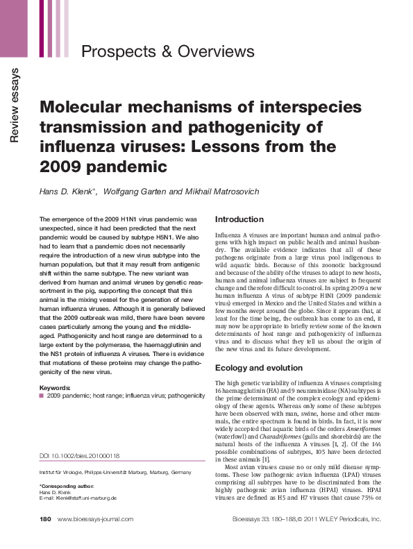 (PDF) Molecular mechanisms of interspecies transmission and ...