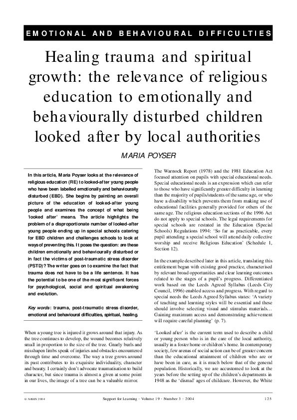 (PDF) Healing trauma and spiritual growth: the relevance of religious ...