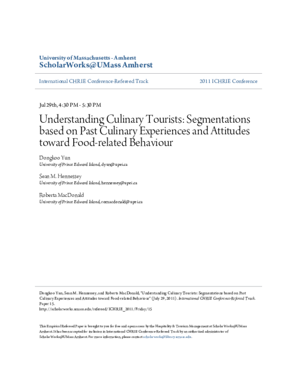 (PDF) Understanding Culinary Tourists: Segmentations based on Past ...