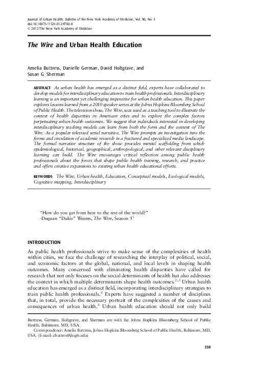 Curated visual reference: Gallery Detail: Pdf The Wire And Urban Health Education