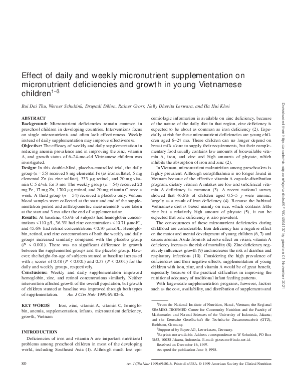 (PDF) Effect of daily and weekly micronutrient supplementation on ...