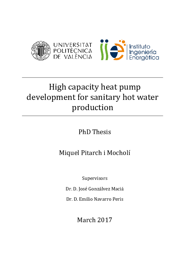 (PDF) High capacity heat pump development for sanitary hot water production