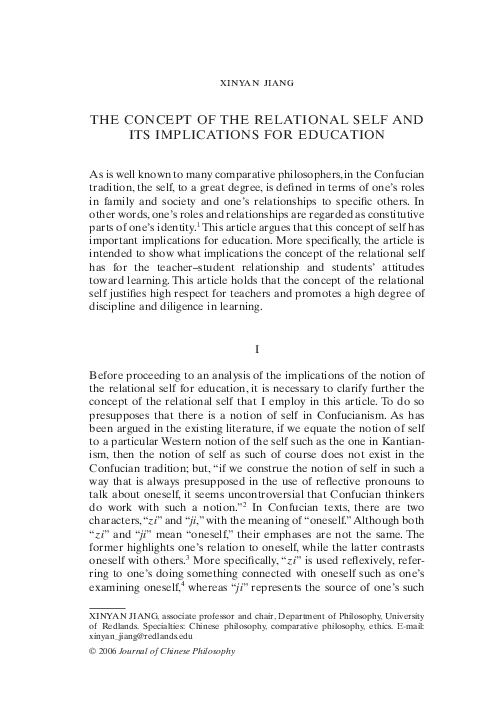 (PDF) The Concept of the Relational Self and Its Implications for Education