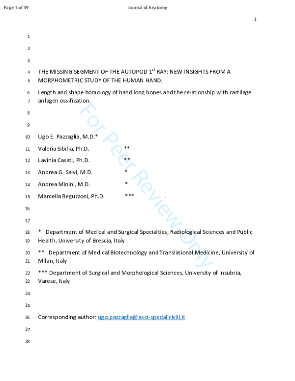 (PDF) The missing segment of the autopod 1st ray: new insights from a ...