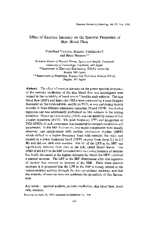 (PDF) Effect of Exercise Intensity on the Spectral Properties of Skin ...