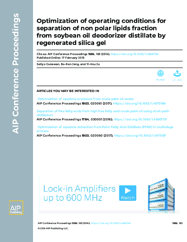 (PDF) Optimization of operating conditions for separation of non polar