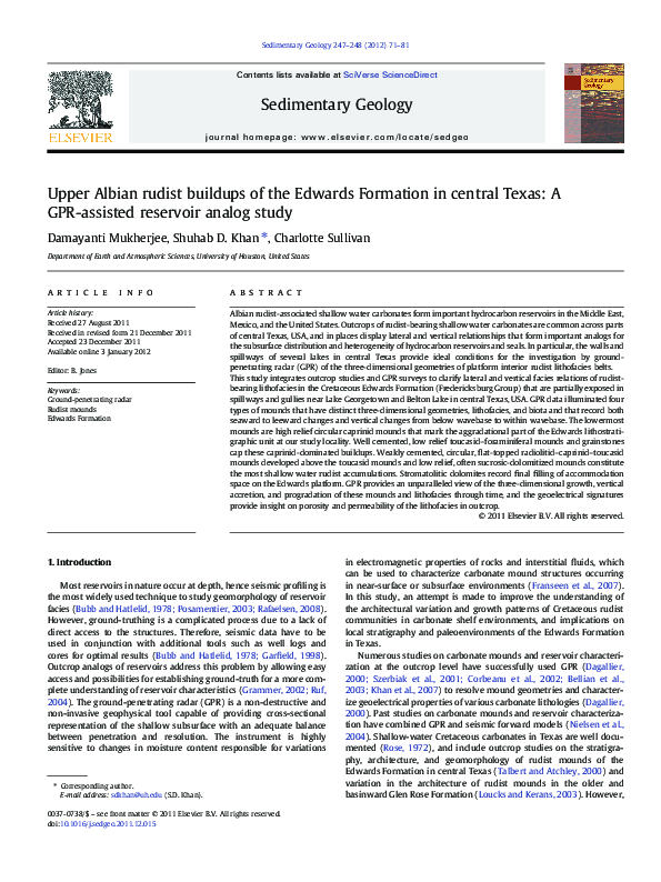 (PDF) Upper Albian rudist buildups of the Edwards Formation in central ...