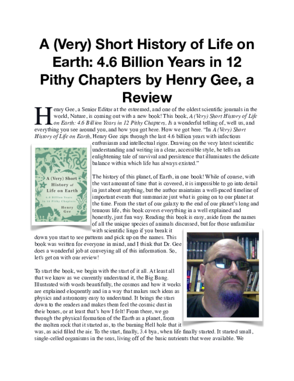 (PDF) A (Very) Short History of Life on Earth: 4.6 Billion Years in 12 ...