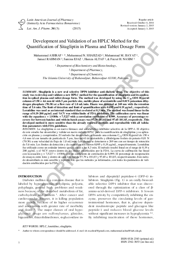 (PDF) Development and Validation of an HPLC Method for the ...