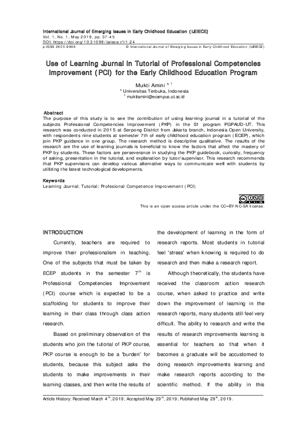 (PDF) Use of Learning Journal in Tutorial of Professional Competencies ...