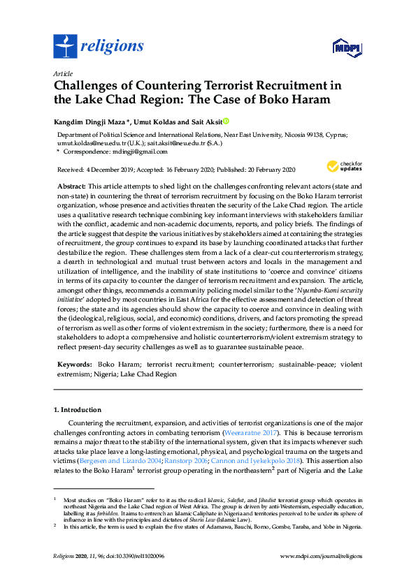 (PDF) Challenges of Countering Terrorist Recruitment in the Lake Chad ...