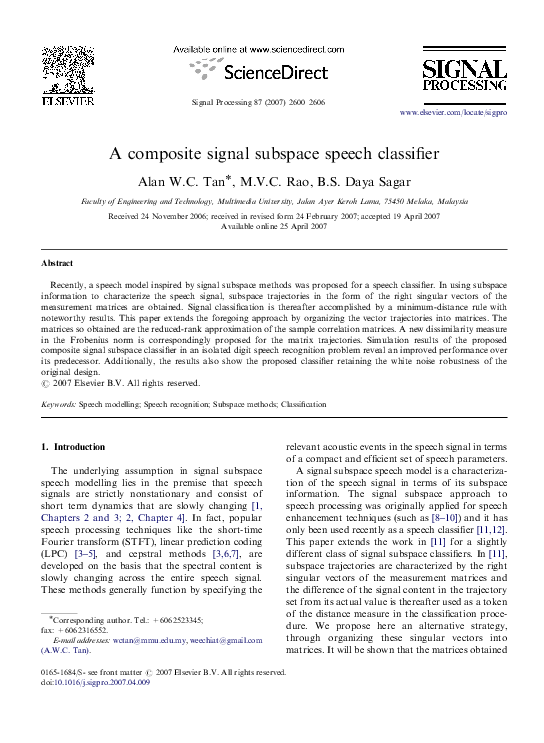 (PDF) A composite signal subspace speech classifier