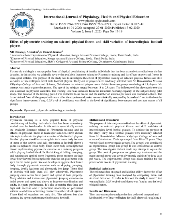 (PDF) Effect of plyometric training on selected physical fitness and ...