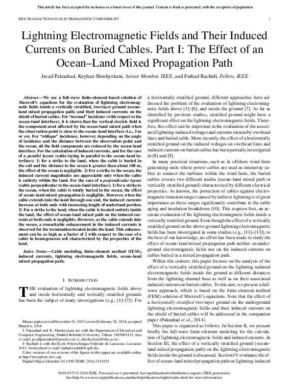 (PDF) Lightning Electromagnetic Fields and Their Induced Currents on ...