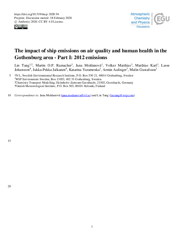 (PDF) The impact of ship emissions on air quality and human health in ...