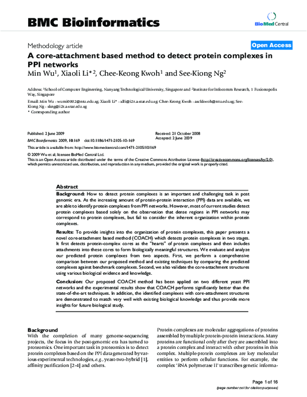 (PDF) A core-attachment based method to detect protein complexes in PPI ...