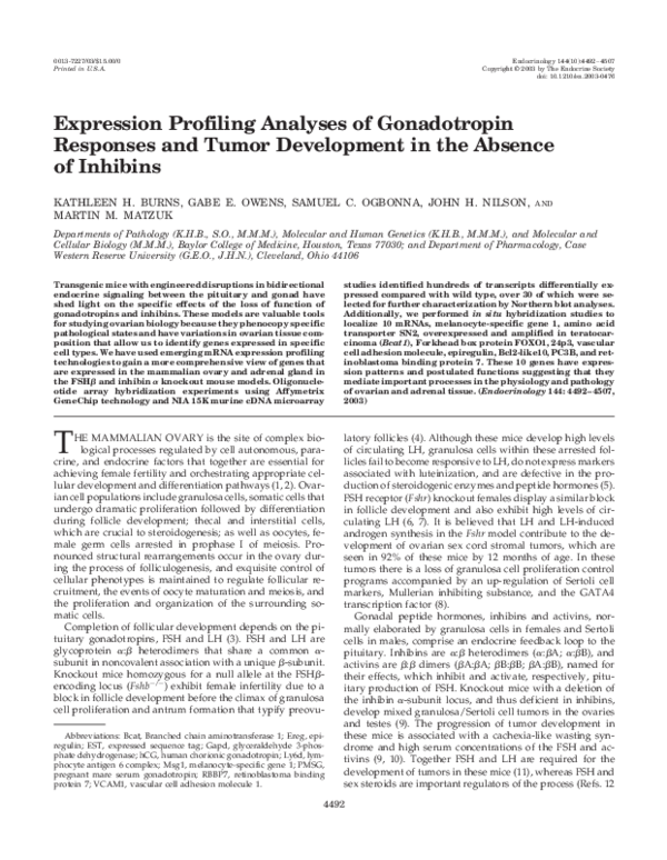(PDF) Expression profiling analyses of gonadotropin responses and tumor ...