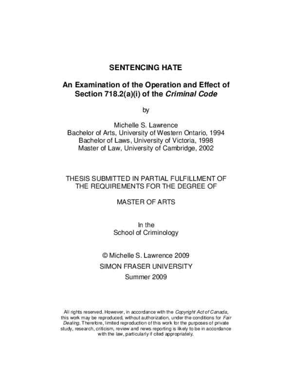 (PDF) Sentencing hate: an examination of the operation and effect of ...