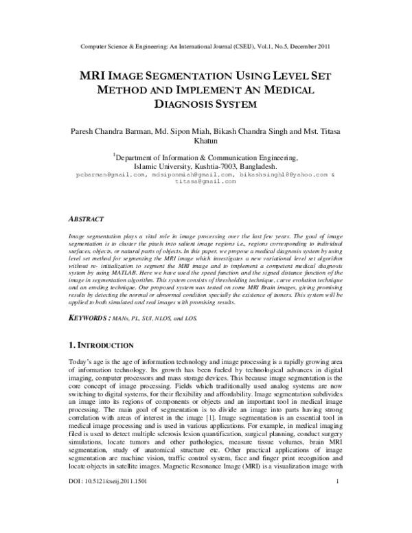 (PDF) MRI Image Segmentation Using Level Set Method and Implement an ...