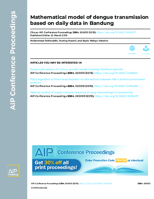 (PDF) Mathematical model of dengue transmission based on daily data in ...