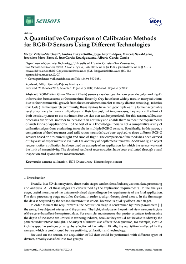 (PDF) A Quantitative Comparison of Calibration Methods for RGB-D ...