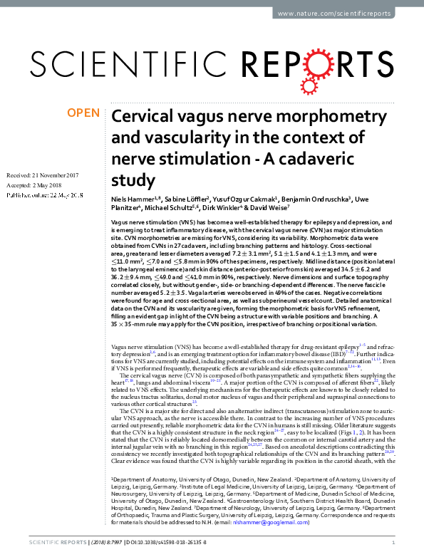 (PDF) Cervical vagus nerve morphometry and vascularity in the context ...