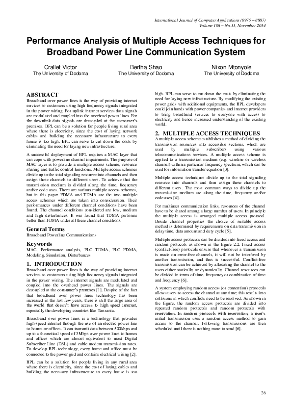 (PDF) Performance Analysis of Multiple Access Techniques for Broadband ...