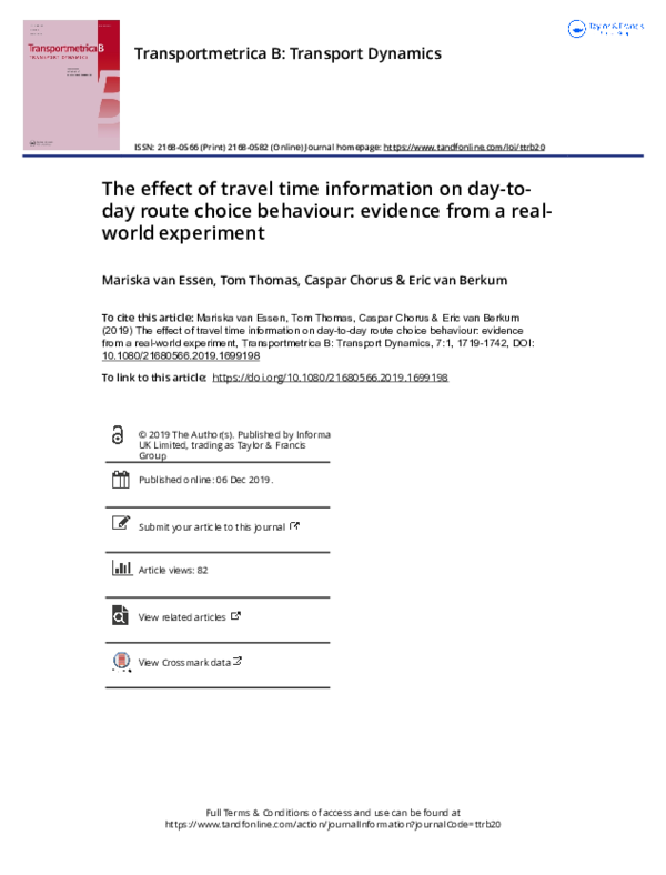 (PDF) The effect of travel time information on day-to-day route choice ...