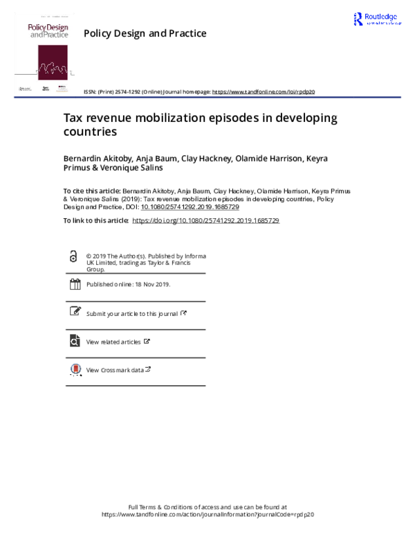 (PDF) Tax revenue mobilization episodes in developing countries