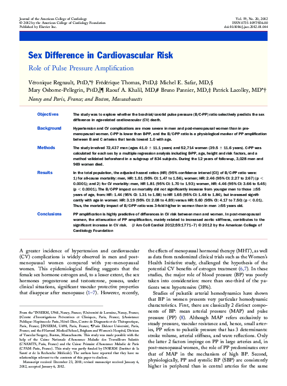 (PDF) Sex Difference in Cardiovascular Risk