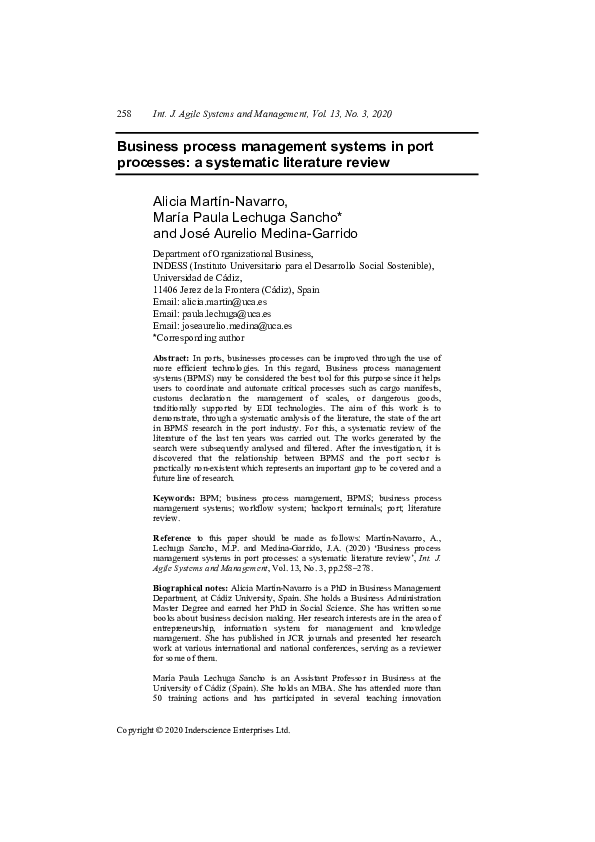 (PDF) Business process management systems in port processes: a ...