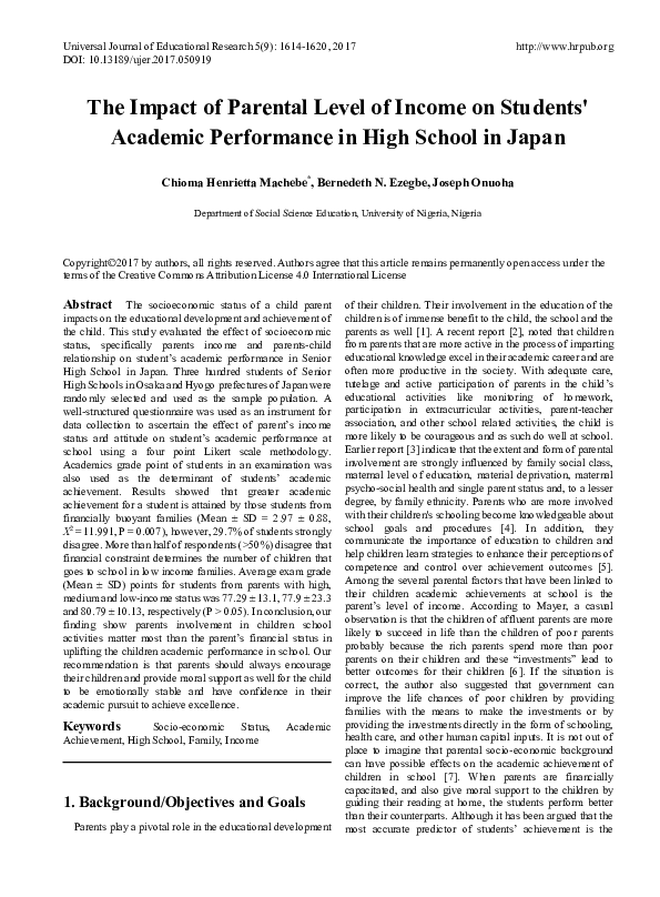 (PDF) The Impact of Parental Level of Income on Students' Academic ...