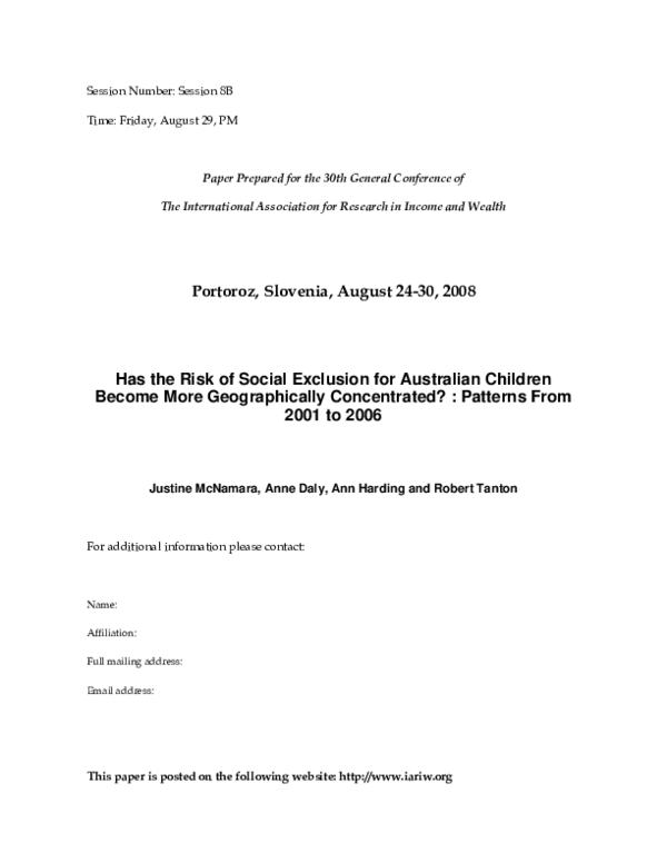 (PDF) Has the risk of social exclusion for Australian children become ...