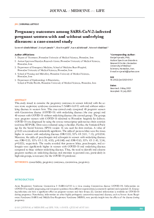 (PDF) Pregnancy outcomes among SARS-CoV-2-infected pregnant women with ...