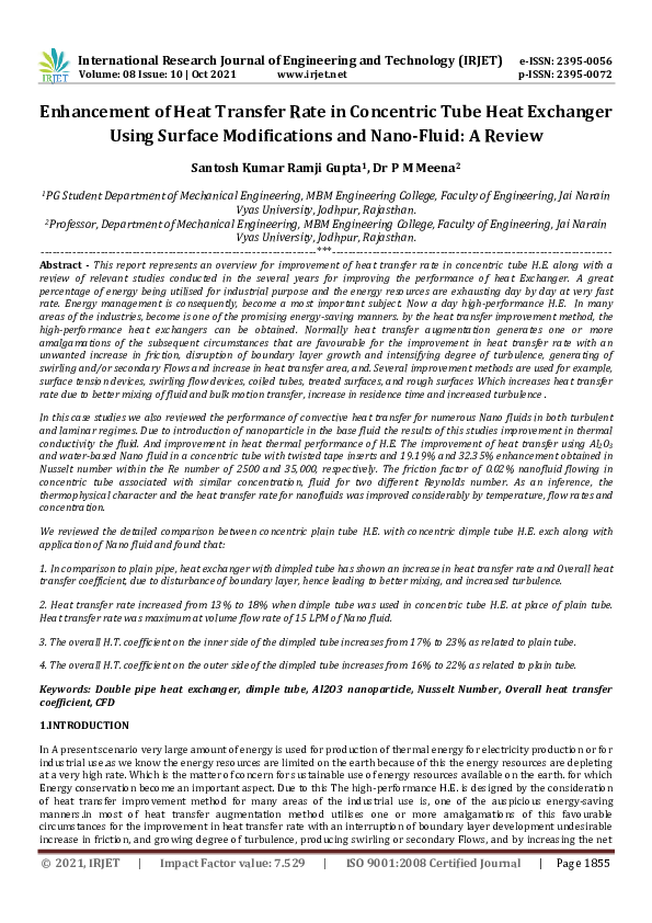 (PDF) IRJET- Enhancement of Heat Transfer Rate in Concentric Tube Heat ...
