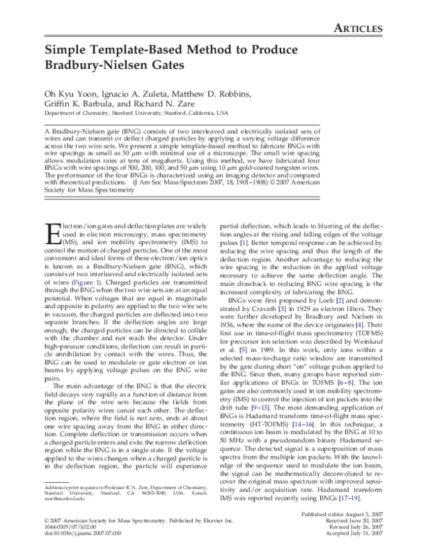 (PDF) Simple template-based method to produce bradbury-nielsen gates