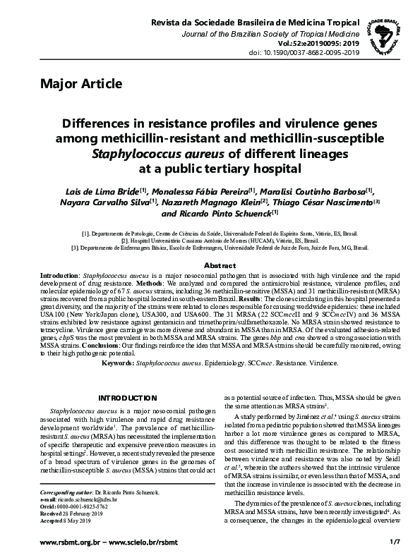 (PDF) Differences in resistance profiles and virulence genes among ...