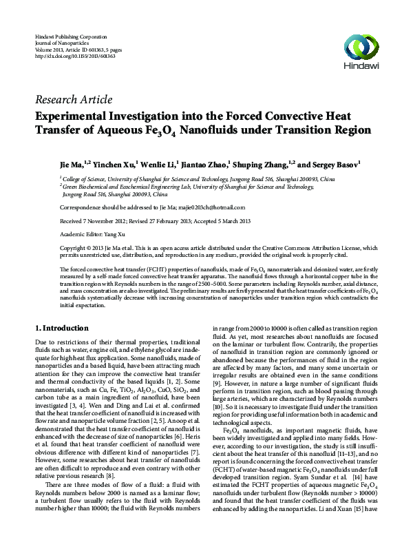 (PDF) Experimental investigation into forced convective heat transfer ...