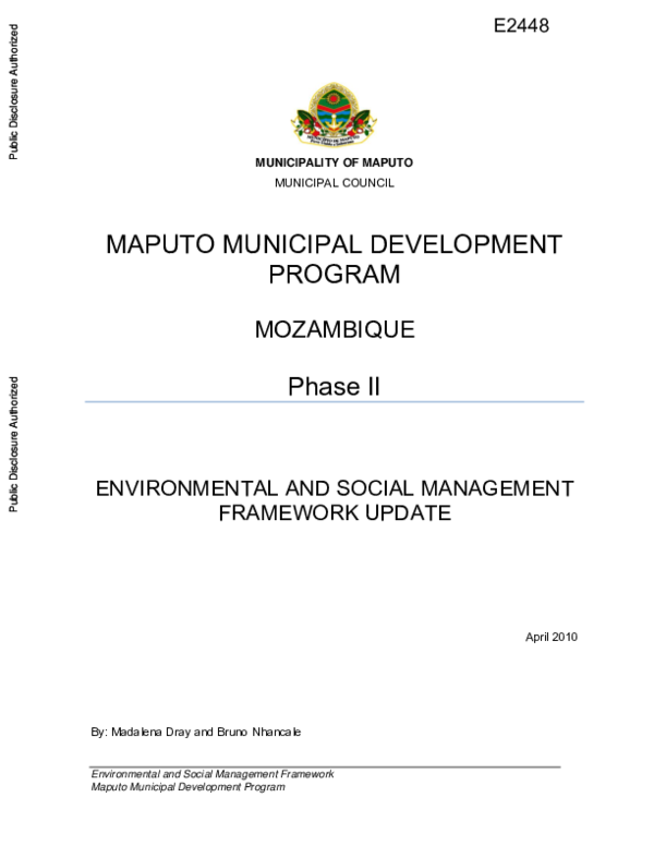 (PDF) Mozambique - Second Maputo Municipal Development Program Project ...