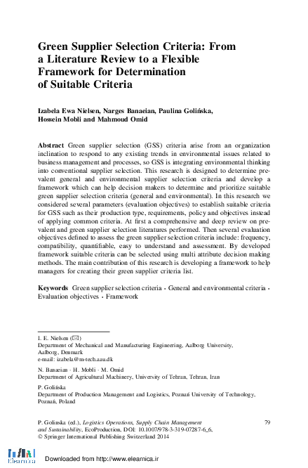 (PDF) Green Supplier Selection Criteria: From a Literature Review to a ...