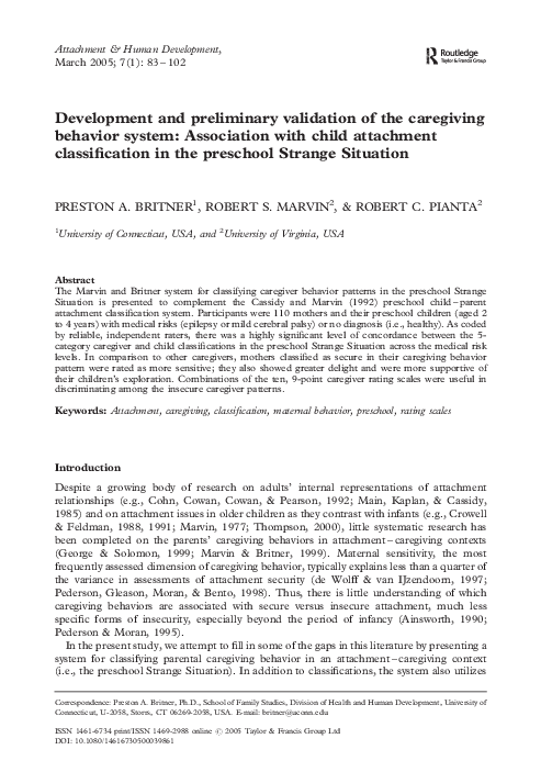 (PDF) Development and preliminary validation of the caregiving behavior ...