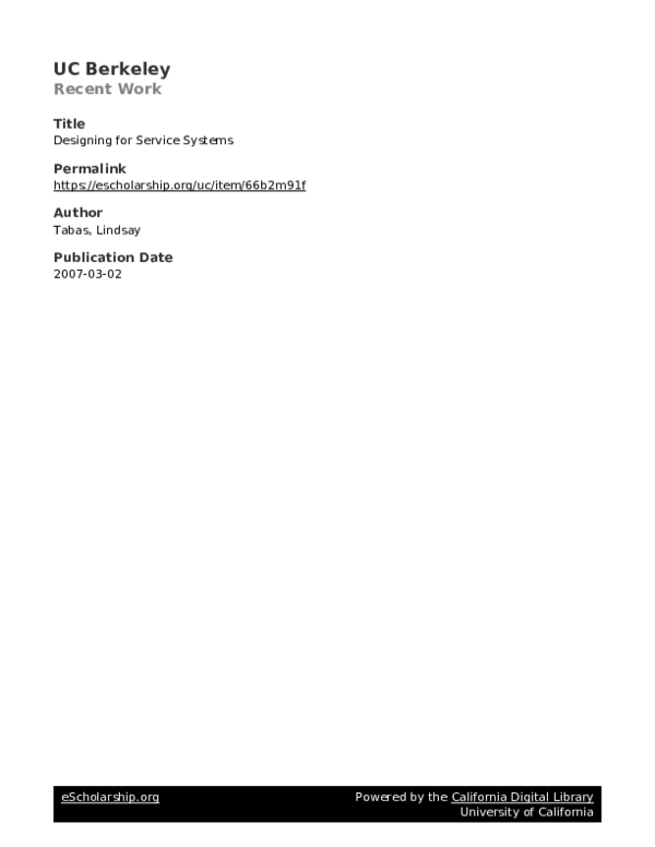 (PDF) Designing for Service Systems