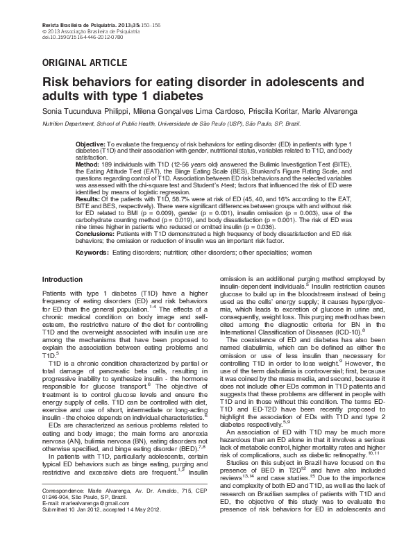 (PDF) Risk behaviors for eating disorder in adolescents and adults with ...