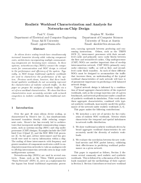 (PDF) Realistic Workload Characterization and Analysis for Networks-on ...