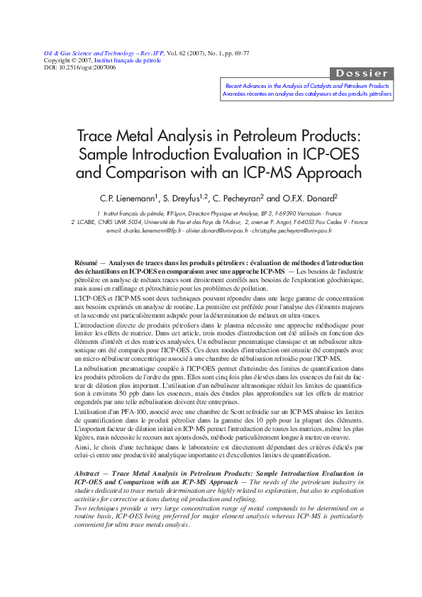 (PDF) Trace metal analysis in petroleum products: sample introduction ...