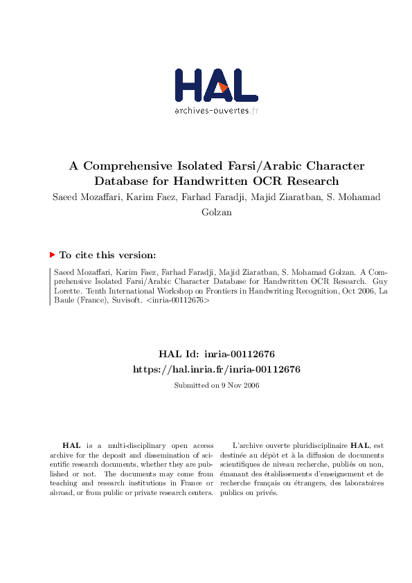 (PDF) A Comprehensive Isolated Farsi/Arabic Character Database for ...